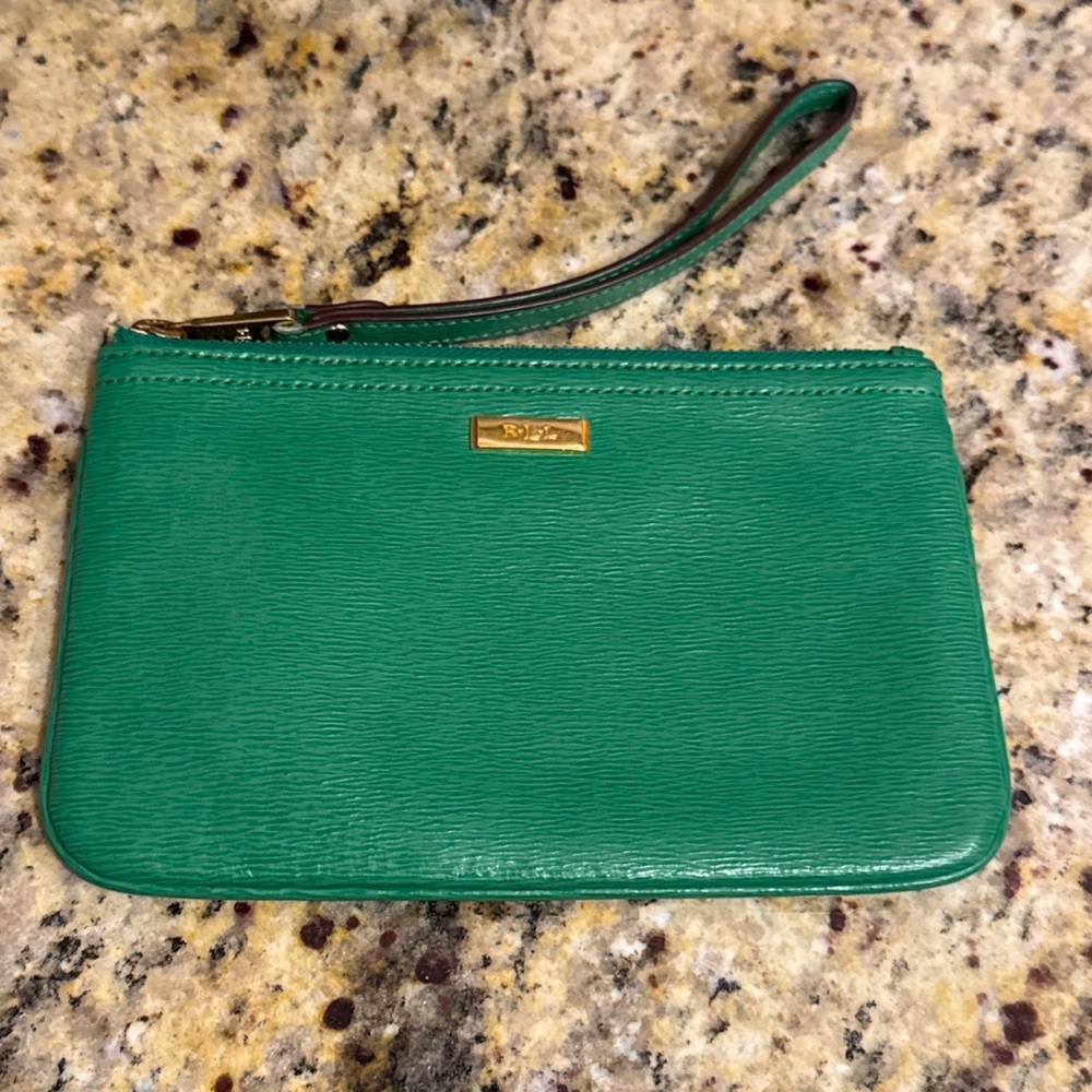 Ralph Lauren, Green Leather Wristlet